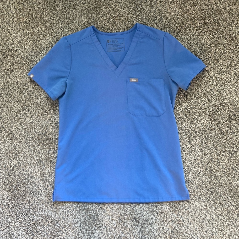 Figs Catarina One-Pocket Scrub Top Ceil Blue
